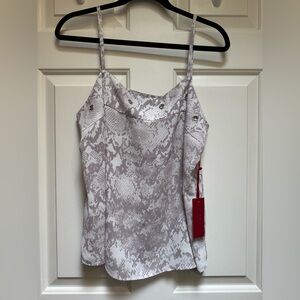 JENNIFER LOPEZ Cami w Silver Grommets Snake Print Gray White womens size Large